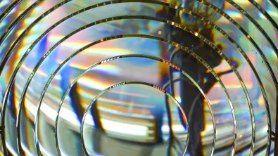 Colorful detail of fresnel lens showing the art behind the science