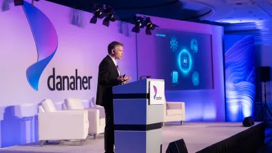 Martine Stumpe speaks at the 2024 Danaher Summit on stage.