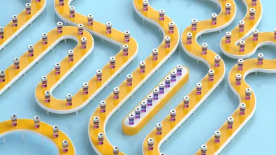 Conceptual manufacturing image with a conveyor belt