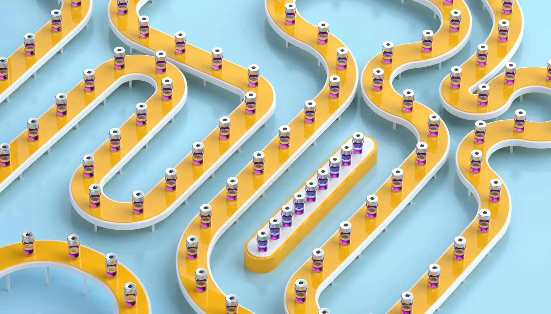 Conceptual manufacturing image with a conveyor belt