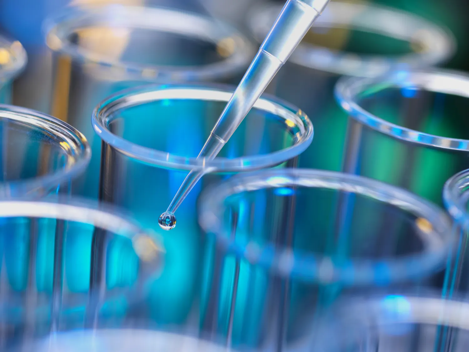 sample being pipetted into test tube for analysis in laboratory