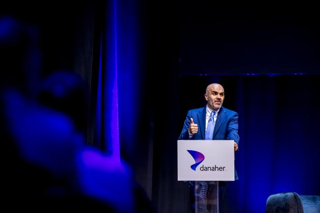 Sadik Kassim moderates a panel at the 2026 Danaher Summit